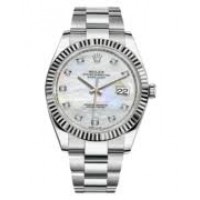 ROLEX DATEJUST OYSTERSTEEL MOTHER OF PEARL FLUTED BEZEL DIAMONDS DIAL 41MM - 126334-0019 