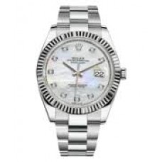 ROLEX DATEJUST OYSTERSTEEL MOTHER OF PEARL FLUTED BEZEL DIAMONDS DIAL 41MM - 126334-0019 