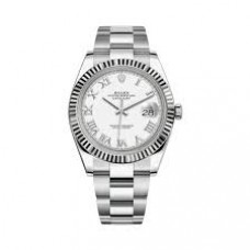 ROLEX DATEJUST 41 FLUTED BEZEL WHITE OYSTERSTEEL 123664-0023